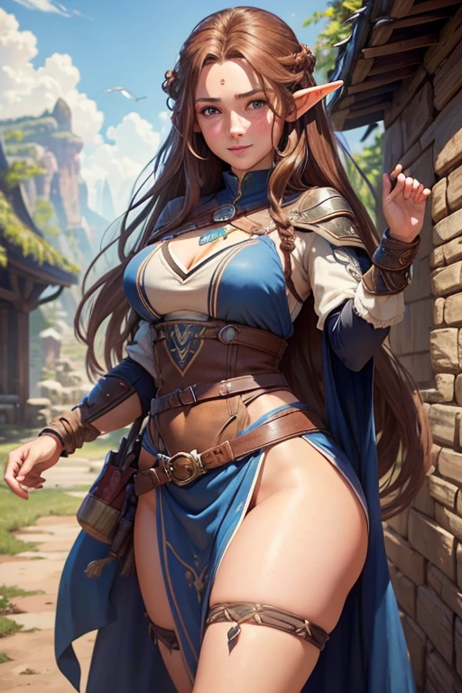 Charlotte Aulin - Castlevania, sexy young girl, brown hair, sexy, the girl stands tall, blue long stockings, small nude tits