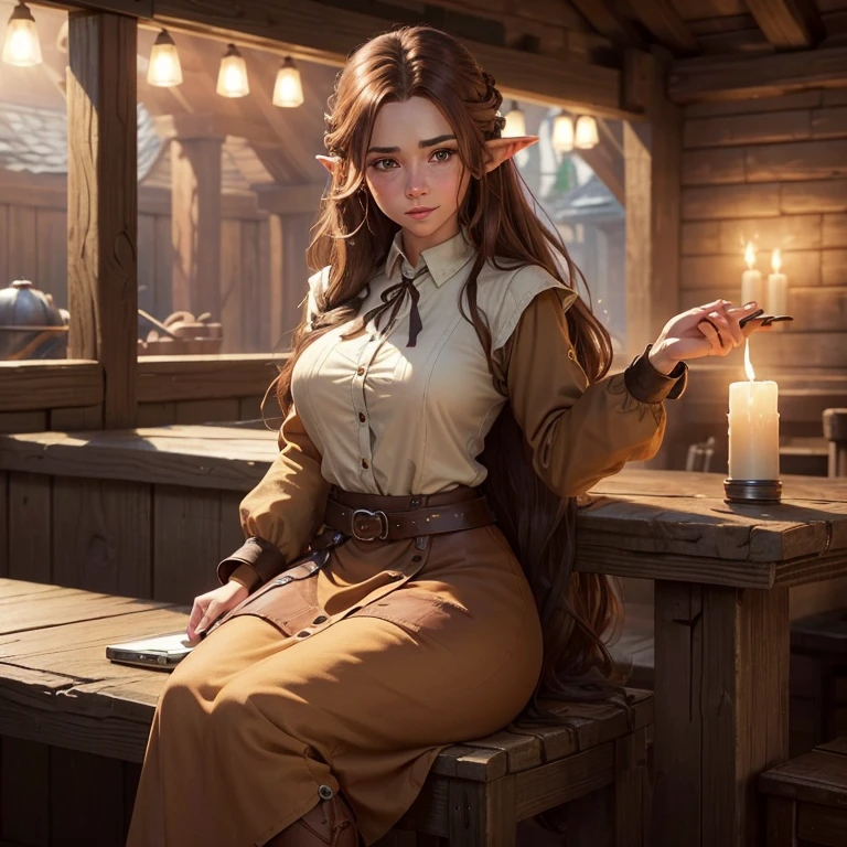 beautiful ginger women in detailed dress at cozy detailed potions shop, air above hair, IPA award wining, masterpiece, made with professional high quality camera, intense contrast, detailed painting matrix, perfect colors, perfect setup,