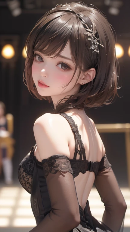 ((top-quality、8k、masterpiece:1.3))、Beautuful Women、1girl in、Small breasts:1.3、Slender body type:1.1、Firm abs、a closed mouth、dark brown hair、(swimming pools、a wet body、erotic clothes:1.1)、hyperdetailed face、detailed lips、A detailed eye、二重まぶた