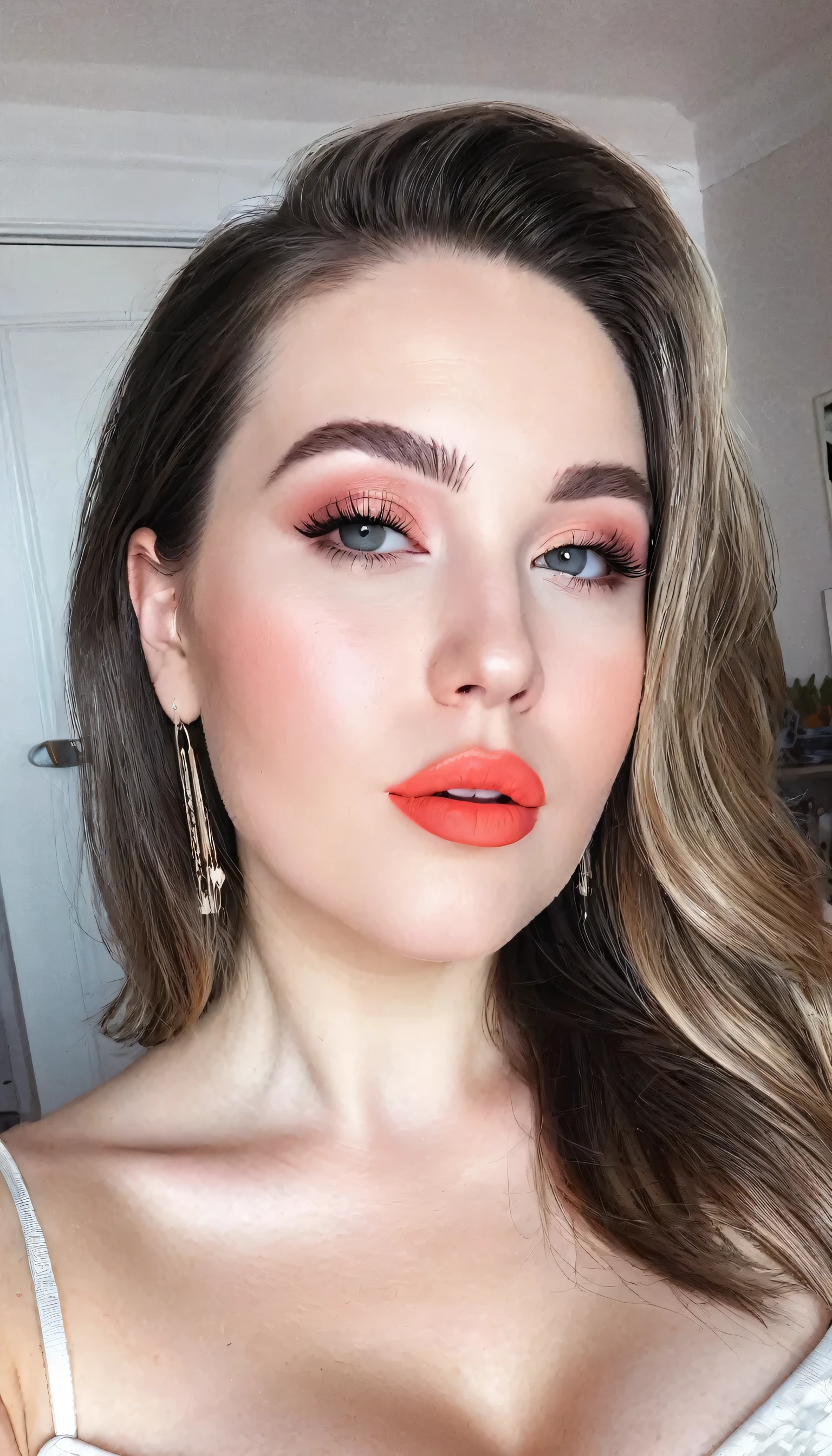 Un primer plano de una mujer con un maquillaje de ojos amarillo, maquillaje amarillo, Hermosa cara latina, Cara sexy con maquillaje completo, Elegantes ojos amarillos, Atractivo rostro hermoso, cara extremadamente hermosa, Hermosa cara atractiva, Estilo de maquillaje pop, Hermosa cara completa, ojos marrones brillantes y penetrantes, miel - ojos coloreados, brown hair and large eyes, Beautiful aesthetic face, Piel de oliva impecable