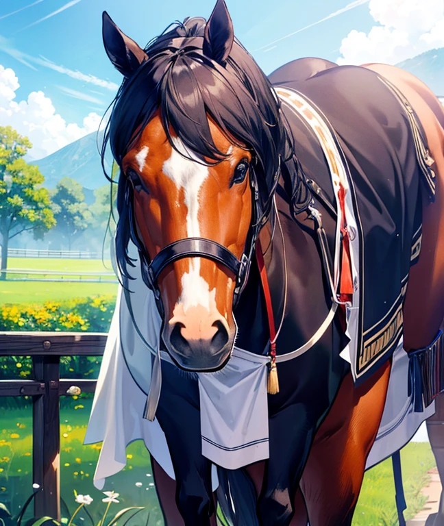 There is a horse🐴　I can see the horse&#39;s face🐴　Having a Christmas party with the horses🐴　niji style , Kirisame Marisa, 1girl, Blonde hair, witch hat, yellow eyes, long hair, vest, apron, bow, short sleeves, hat bow, braid, puffy sleeves, skirt Masterpiece, fine detail, overhead view, 4K, 8k, 12K, alone, alone, beautiful girl, white woman, Marisa Kirisame, Blonde, long hair, hat, straddling a broom, legs in the air, legs hanging, crotch on a stick, night, dark, forest, lantern, lantern, Kirisame Marisa, 1girl, Blonde hair, witch hat, yellow eyes, long hair, vest, apron, bow, short sleeves, hat bow, braid, puffy sleeves, skirt Riding a black horse🐎　There are black horses around🐎　Christmas night illumination　Snow covered Christmas tree　Horse and Marisa🐴　There is a horse🐎　White Christmas🎄　クリスマスパーティー🎂🍸️