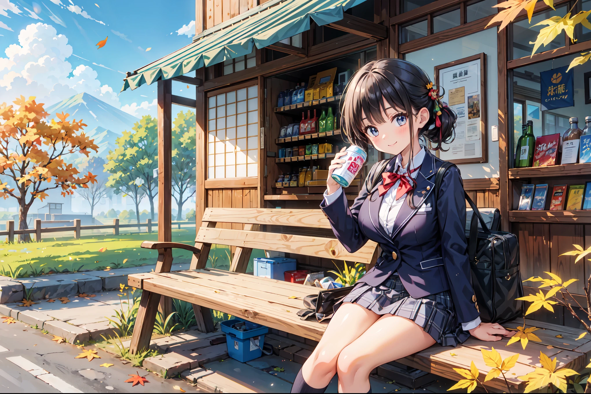 10 year old 、Cute girl、Primary school students、1 Girl, Highest quality, Surprisingly complex, Round eyes, Happy, :D, Mid-chest, Light brown hair, Medium Hair, , Tie your hair up