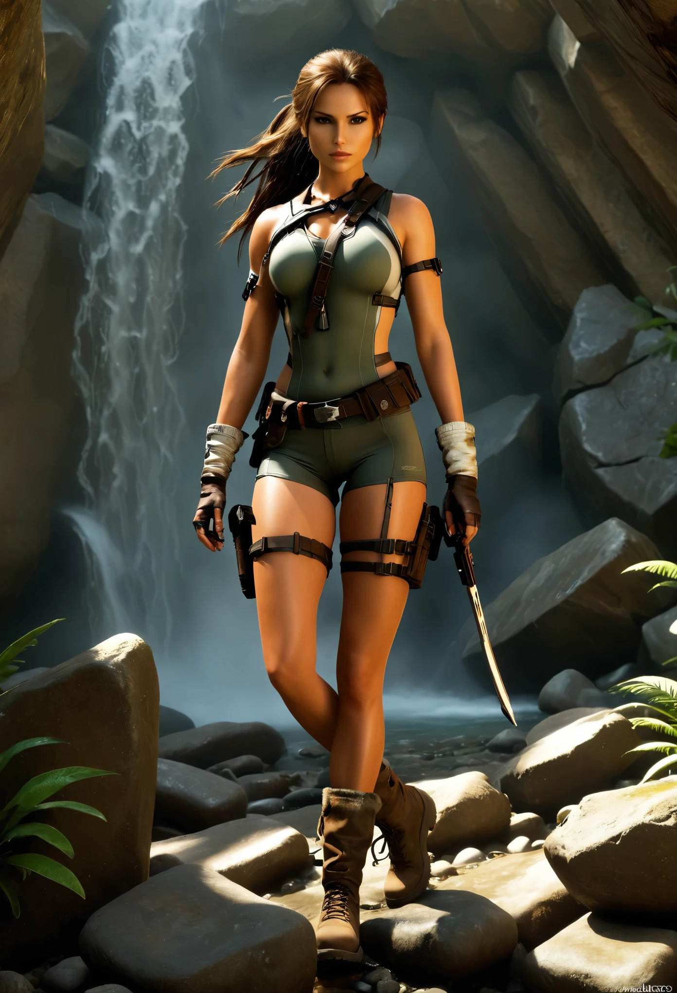 /I a woman as "Tomb raider" ,full-body shot, HDR, --ar 71:128 --v 6.1