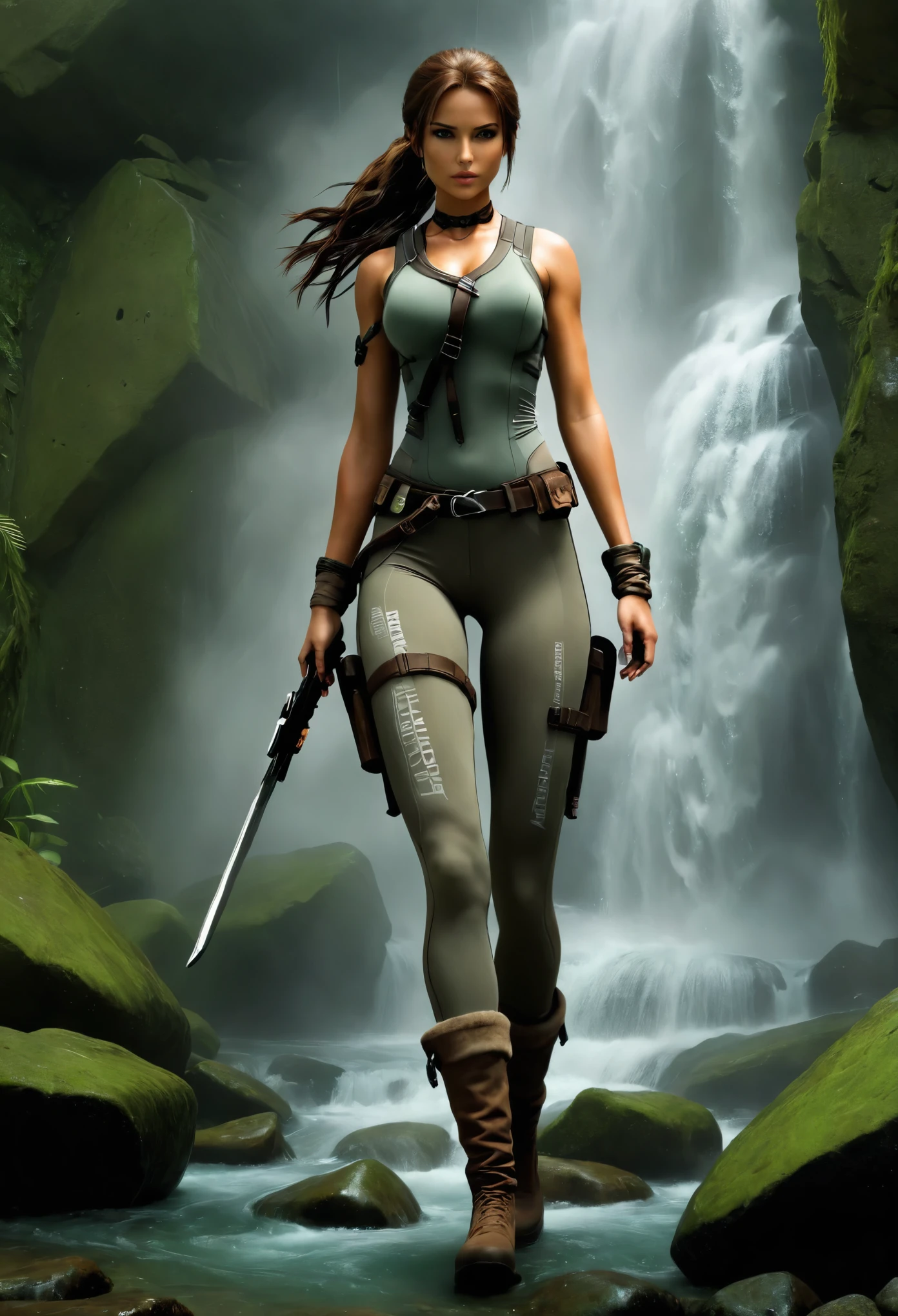 /I a woman as "Tomb raider" ,full-body shot, HDR, --ar 71:128 --v 6.1