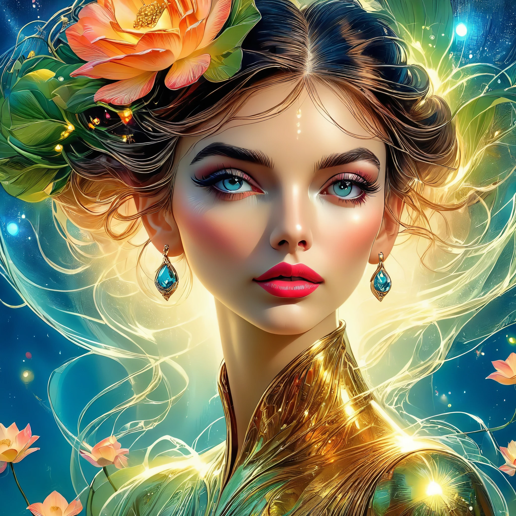 A beautiful young woman, elegant, macro , beautiful, close up, elegant ,surrealist artistic concept, splendid, perspective angle, young masterpiece top detailed, Epic fashion, sci-fi, Organized, minimum ,to clean, splendid, amazing masterpiece, detailed, ring light, HD
