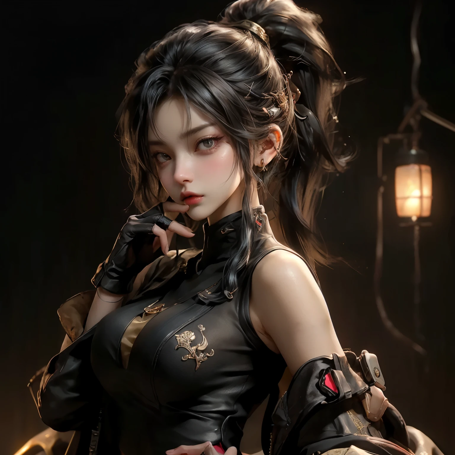 Best Quality, masutepiece, Up to detail, intricate detailes, Realistic, Hot futuristic woman in spooky halloween atmosphere