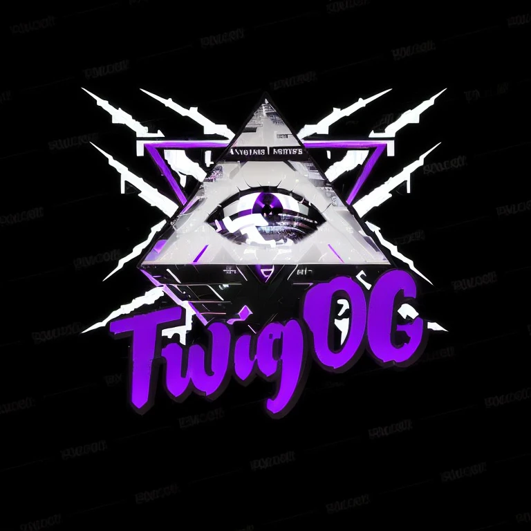 a purple and black logo with an all seeing eye, twitch streamer / gamer ludwig, twilight zone background, twitch tv, ( ( ( synthwave ) ) ), twlight, esports logo, thicc build, techno eye, design for magic the gathering, twice, (synthwave), thicc, twitch streamer, [ synthwave art style ]!! ]!!