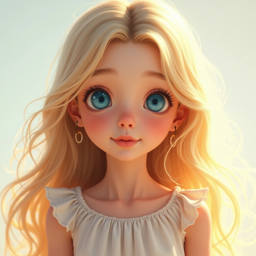 children's cartoon girl, child, cute, neutral front pose, curly blonde hair, inspired by disney, not anime, classic art, digital drawing, inspired by Marco Bucci,