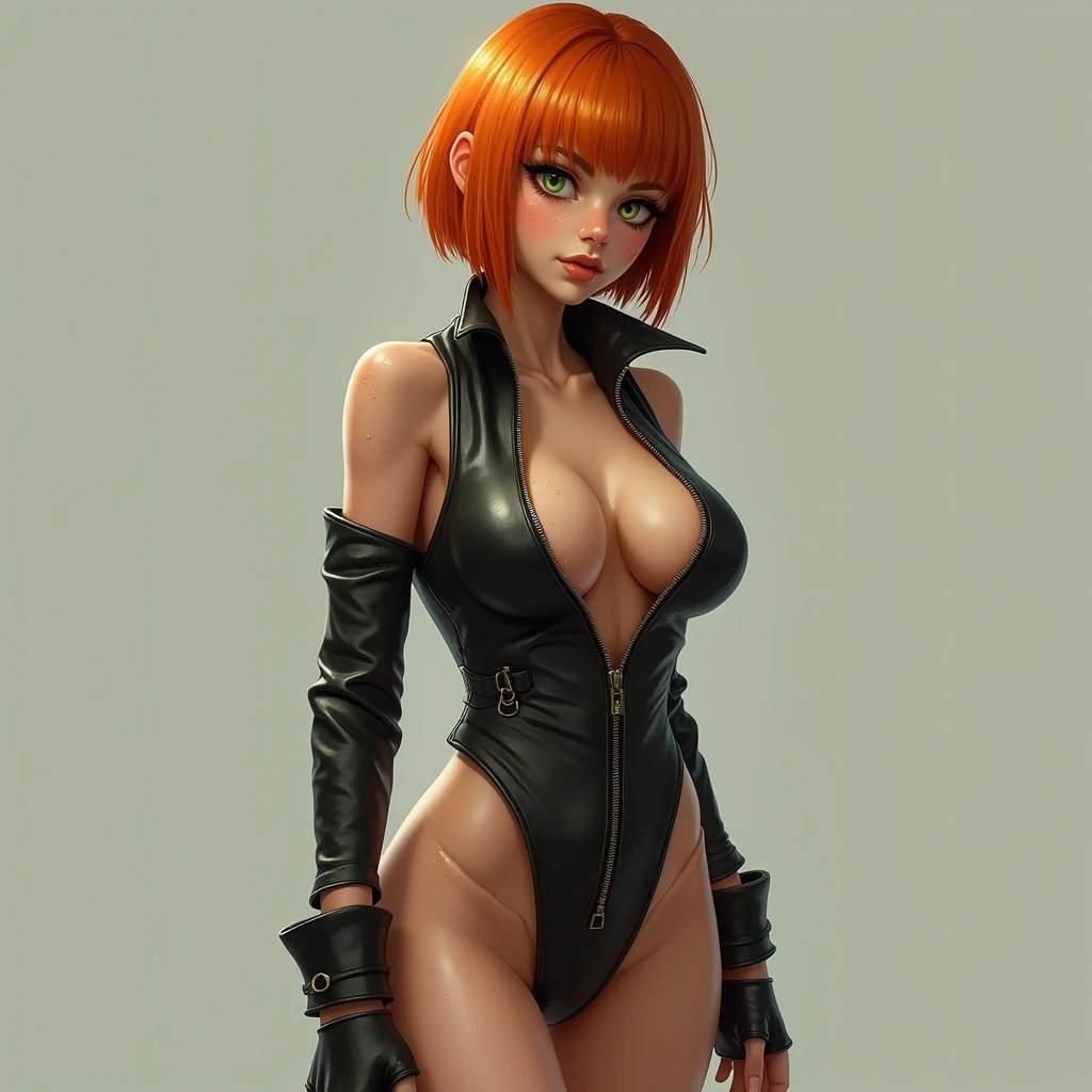 (((Annie Lennox))), ((( varied colors ))), (scars), (((Bandaged body))), ((high collar)), ((pin-up hair with colorful bangs))), (((best qualityer: 1.4))), (Unbeatable masterpiece), (hiper HD),(CG 8k hyper-realistic), (((brave face))), (((breasts big))), (((hyper feminine))), sexly girl, Tron,(Red bob hair with straight bangs Bettie Page style)), ((( sculptural body ))), (((1 Kizi))), Kizi cibernética de 25 anos com perfectbody,,Beautiful and well-groomed face,muscular body:1.2,solid color detailed jacket, (Head to thigh photos), Complex equipment, green dark,long pants,Tight clothes are dark,With white stars and off-white stripes,,,,,Armor Metal Electronic Parts, Poison tattoos ) INFO, Kizi, (((standing alone))), pirralha violent, (((14歳))), sexly, pose de atitude, work of art, post-apocalypse, (((manga style))), bounty hunter, violent, Manic, the way you want, slenderbody, thin but strong, perfectbody, roupa moderna, advanced technology, neon, sleeves with vertical striped pattern, neutral background, (( cowboy shot )). in the background a wall with intricate graffiti f