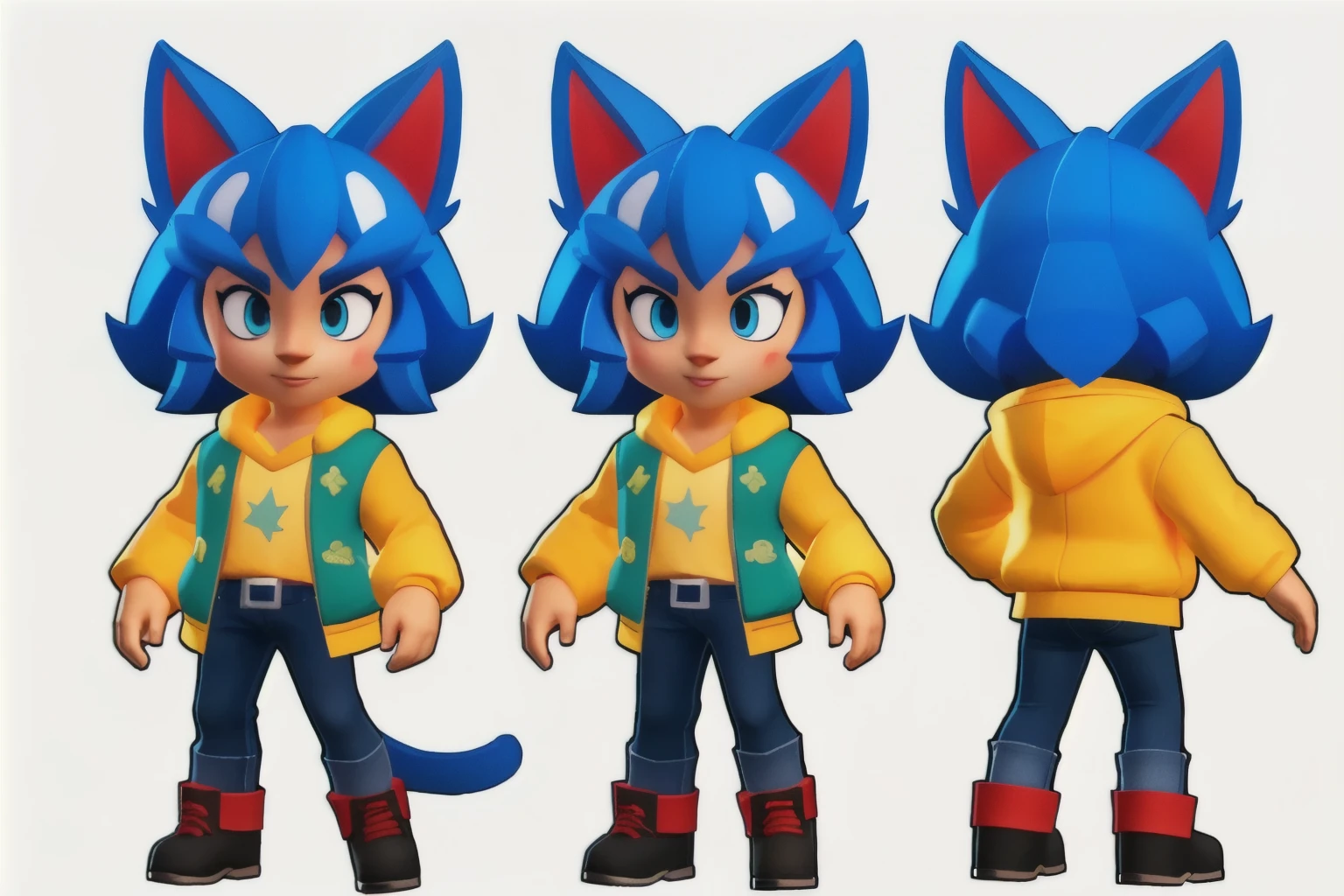 score_9, score_8_up, score_7_up, score_6_up, score_5_up, score_4_up, Anime Style, Anime Anthro Style, Shonen Style, Soft Anime Shading, (Best Quality, Masterpiece, Detailed, 4k,), Twin Peaks, Lovecraft, Eldritch, Thick outline, 1boy, solo, ((Male, Boy, Young, Cute, Young Boy, Cute Boy, PreTeen, Tween, Twink, Gangly, Small Body Proportion)), (Cute face, Round face), Anthro Cat, Cute Anthro Cat, Brunette fur, deep brown fur, Dark-Orange Hair, Spiky Dark-Orange Hair, Freckles, Fangs, long tail, (Tight blue Latex Rubber Pants, padded Dark-Blue latex rubber gloves, Dark-Blue latex rubber boots), White tank-top, Elbow-Pads, Knee-Pads, Hat, Tool-Belt, serious face, grumpy, grouchy, mad, irritated, sleepy eyes, character sheet, engineer, Mechanic, ((Emphasize Boots, Emphasize Gloves, Emphasize Latex))