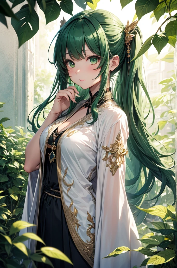 (High Detail:1.2) Anime Girl, (Cinematic Lighting, Delicate Colors), (Falling Leaves:1.2), Lighting Calm, Wind, Fog. Turquoise, delta tones.
