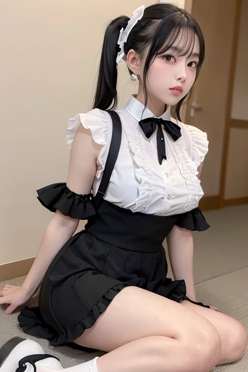 Baby face Skirt flip {Nipples} Fluttering skirt, ta, Mid-length skirt, Knee-length skirt, Girl, Skirt pulled up to reveal thighs, Alice in Wonderland