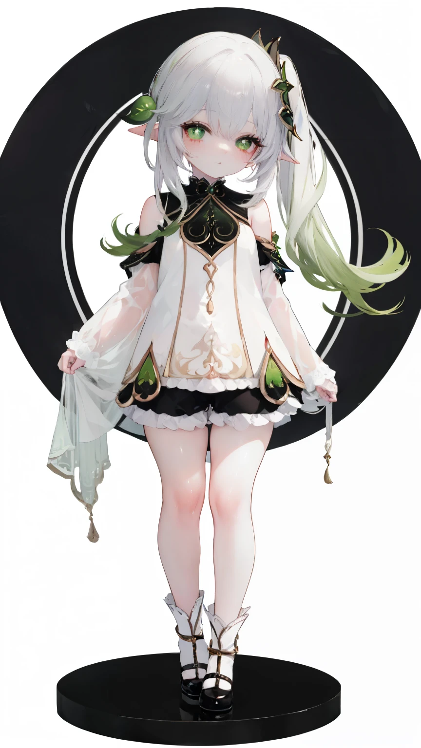 Thick thighs,Nahida,, , ,chilt chest, fullbody, head to toe capture on the frame,thick thighs, thick thigh, lolitoes, thick thighs, bloomers,standing straight,white background, cute girl, cute lolita  child,lolite piece uniform 