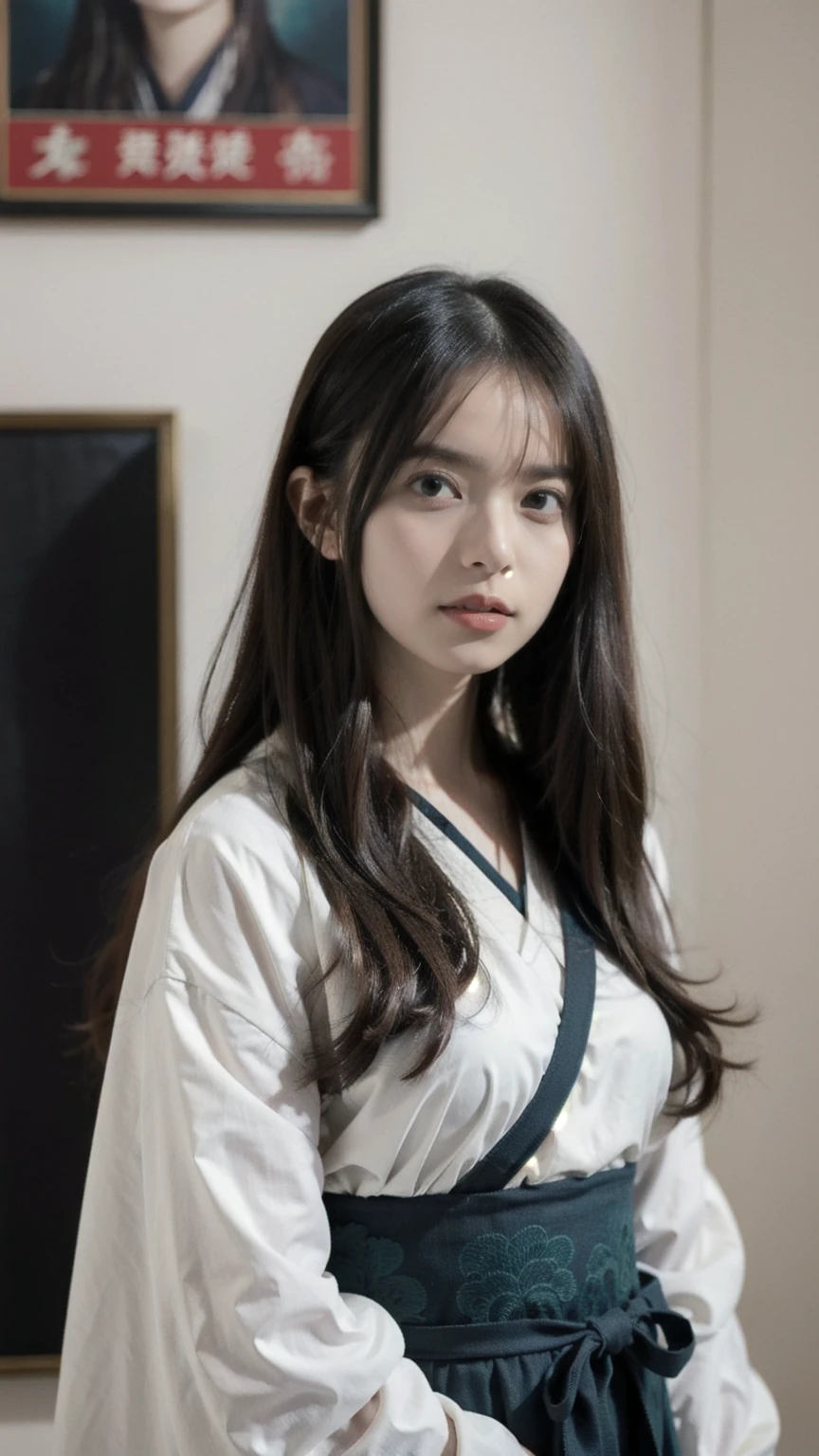 seorang gadis cantik berumur 13 tahun yang memakai baju sexy mempunyai rambut warna merah duduk dikasur