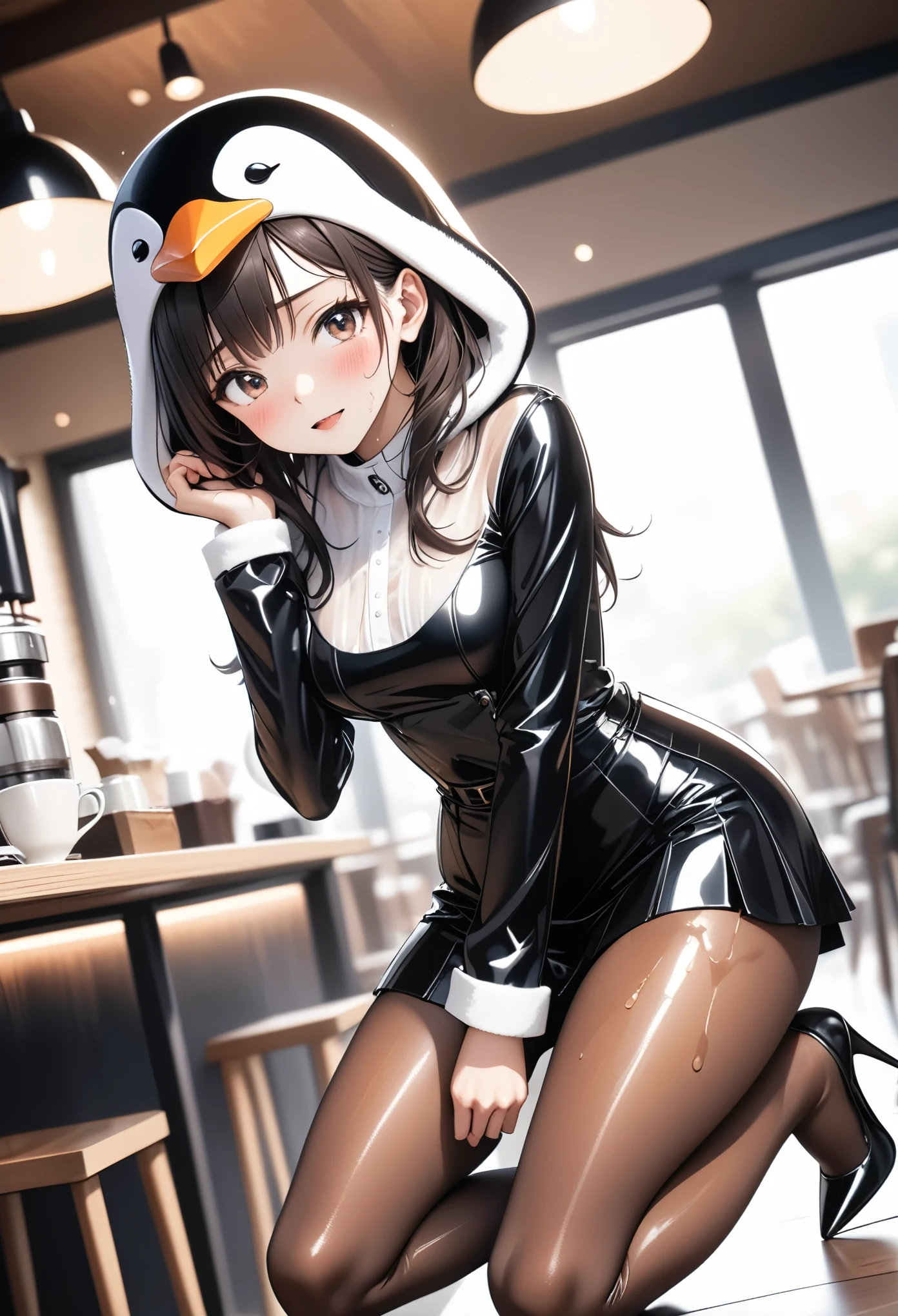 bunnygirl,black in color,duck sitting,mediuml breasts --auto