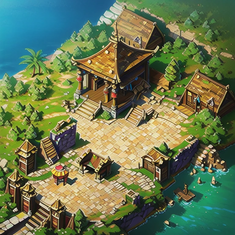 isometric town, RPG style, , dnd, Fantasy, Mobile Game，stone，Wood