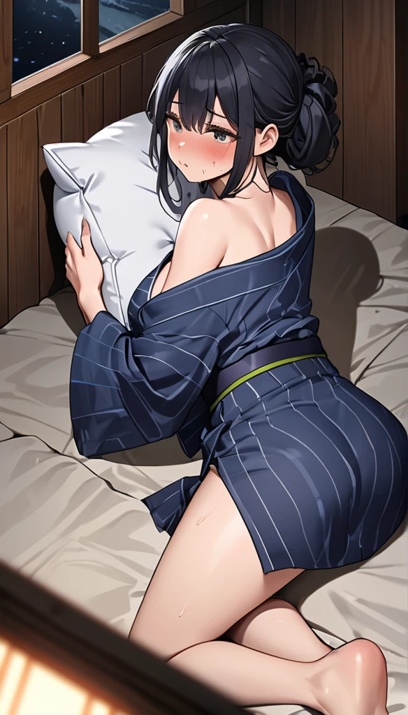 very cute, extremely detailed eyes and face, eyes with beautiful details, Japanese idle (Japanese actress), slender, (big breasts), (1woman), (straight hair), (blunt bangs), (black hair), (fixed focal lens), (nsfw), (on the bed:1.4), (18 yo:1.5), (wearing  and skirt:1.3), (smile), ((open legs:1.3), (pussy), (nipples), (nude), ((1man and 1woman,having sex:1.3))