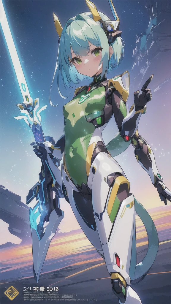 Flat Chest,Small Tits, Wearing a transparent suit and holding a sword, New Characters, animal, Official artwork, A mix of anime robots and organic matter, Nano Girl v2, Robot Mech Female Dragon Head, Details of 8k characters, main character, ssss., ssss style. (2018), hyperdetailed!!solo, Blushing,