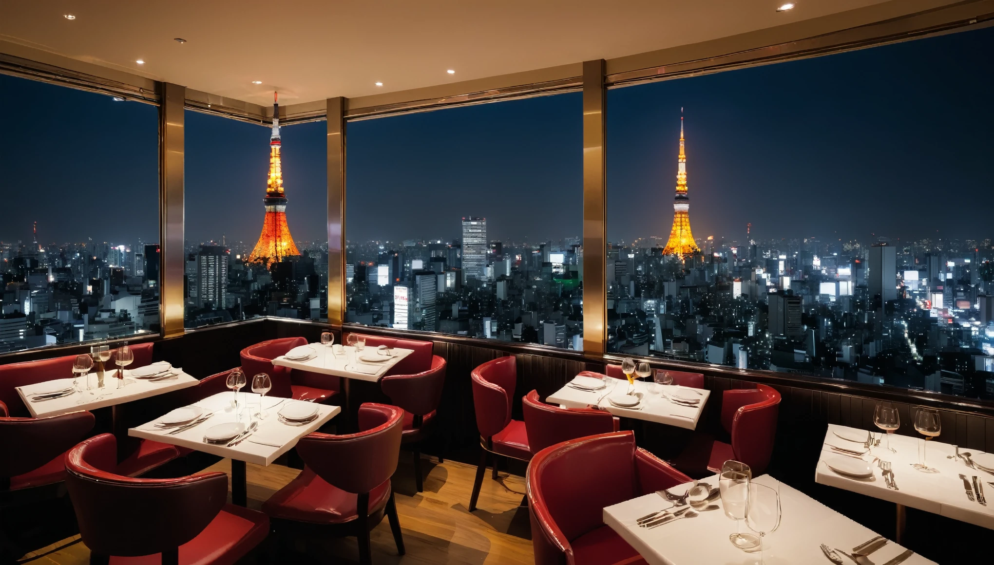 couple's restaurant with night view of Tokyo Tower