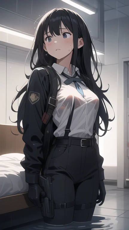solo, 1girl, suginami ikaruga, mole,
BREAK ( black cape, black footwear, black ribbon, black shirt, black thighhighs, cape, grey skirt, hood:1,2)
BREAK cowboy shot, front view:1.0, looking at viewer, looking away, (grasp, pleated skirt, grabbing the buttocks:1.2),
BREAK train,
BREAK (masterpiece:1.2), best quality, high resolution, unity 8k wallpaper, (illustration:0.8), (beautiful detailed eyes:1.6), extremely detailed face, perfect lighting, extremely detailed CG, (perfect hands, perfect anatomy),