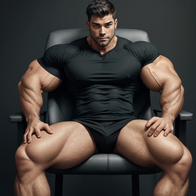 A muscular male samurai wearing a loincloth,samurai,sitting legs spreding, bigboobs,japan,samurai hair