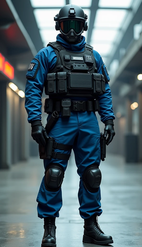 combine soldier, 1boy, solo, standing, helmet, gloves, looking at viewer, facing viewer, military, science fiction,