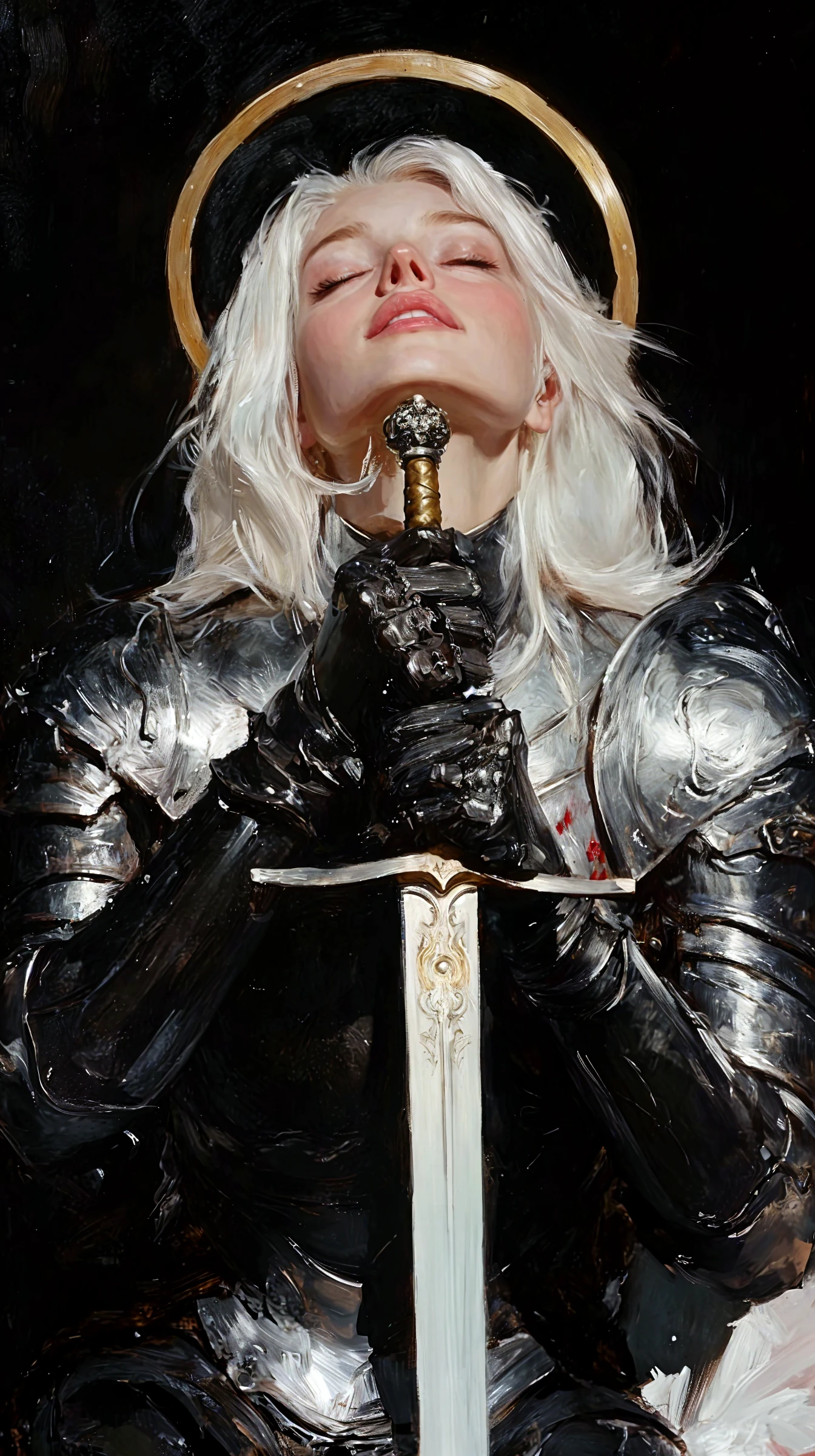 Arafed woman in armor holding a sword and wearing a crown - SeaArt AI