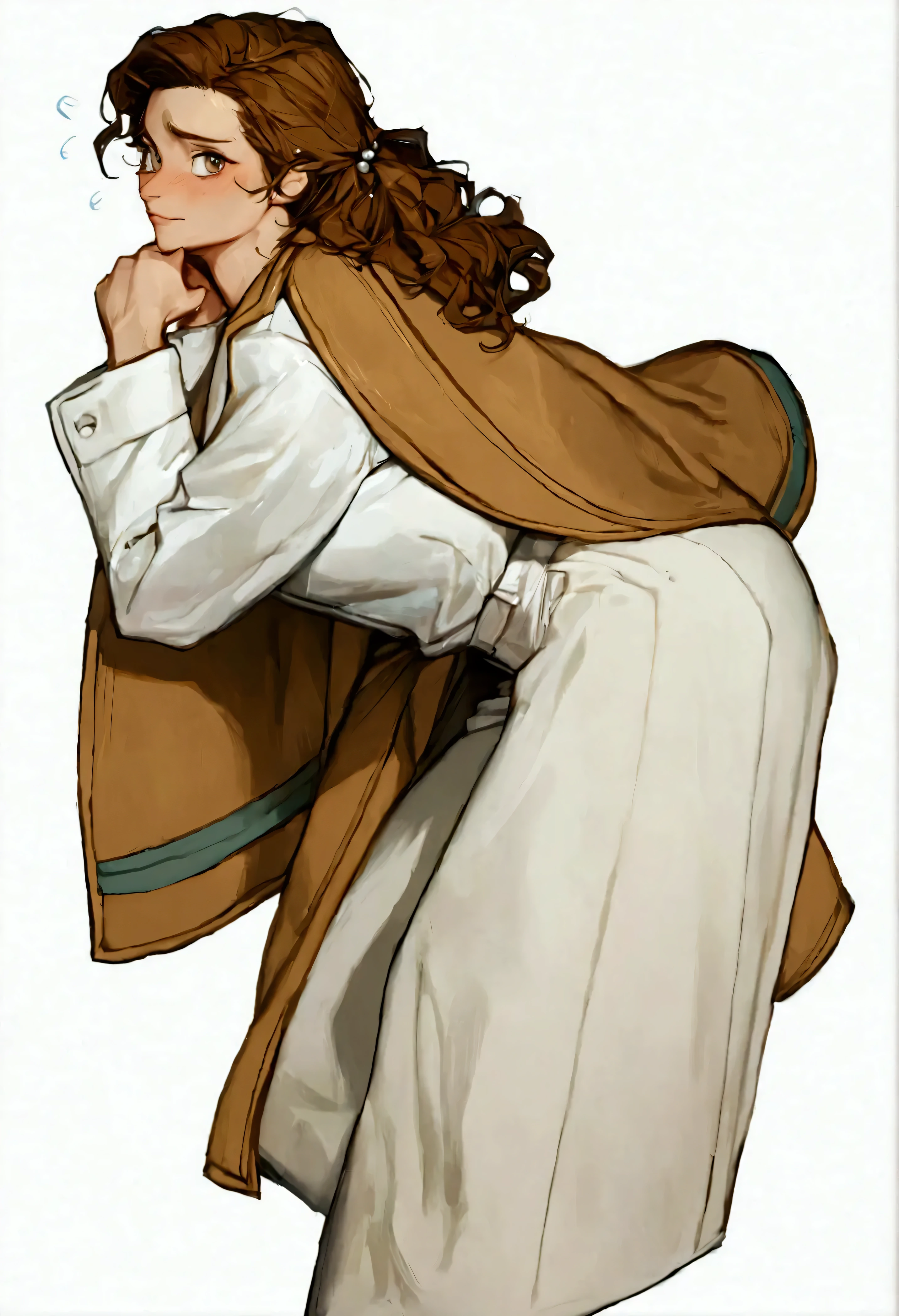 score_9, score_8_up, score_7_up, score_6_up,vikin girl, plump, big coat, fluffy clothes, from side, front, leaning forward, cute pose,  nervous, looking at viewer, simple white background, dynamic pose, splash art, concept art, cowboy shot, brown hair, big pants, hair ornament, 
RinotunaYei,  