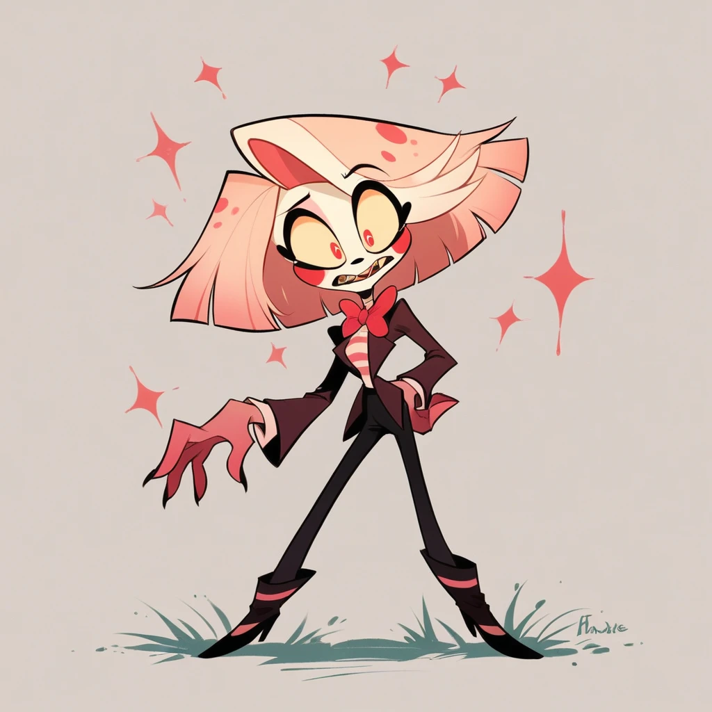 goat, dove-like, and the flying fox. , wings , 4 legs , ears , horn , dark red aura , Pink-white eyes , liquid pink fur