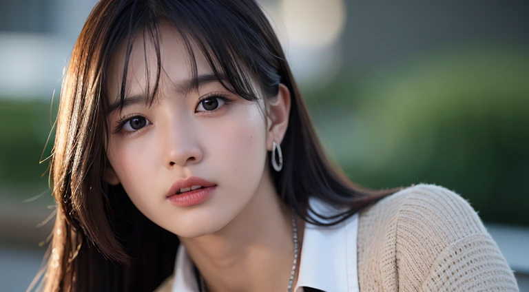 highest quality、Ultra-high resolution、(Realistic)、18-year-old girl、((((Blouse open))))、((((I can see your nipples)))),Hyper Detail、Super Realistic、(Realistic)、More about beautiful skin、(masterpiece:1.0)、(highest quality)、(Ultra-high resolution)、8k resolution、Canon EOS R5、135mm、Absurd、Very detailed、Sharp focus、Fine skin、(((Chirarizum、Small breasts, From the side)))
