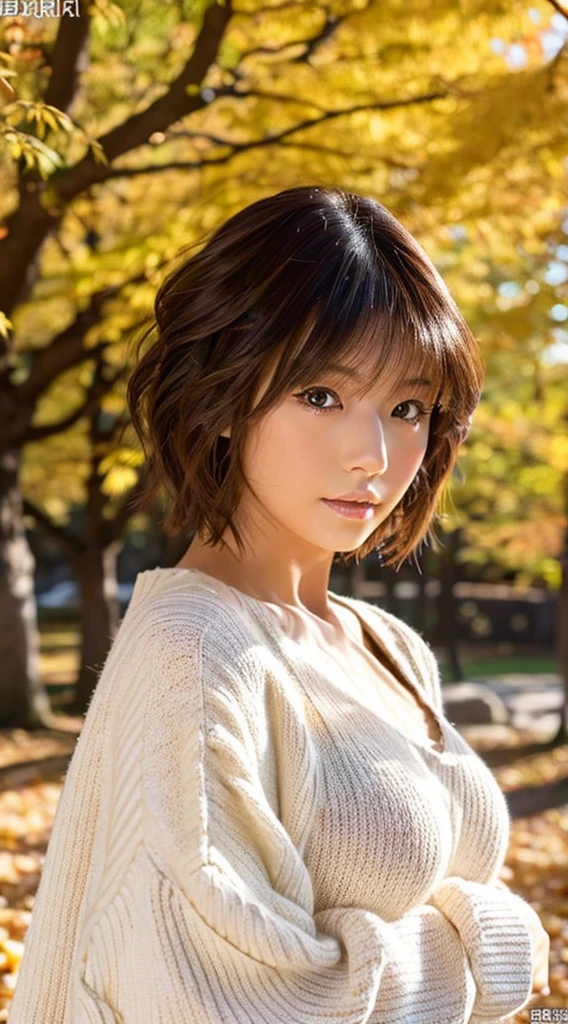 Best Quality, 8k, 32k, Masterpiece,Attractive Japan Woman Pictures, One Girl, (full body : 1.0), Abs, Perfect Body, (oversized tunic sweater : 1.1), (boots:1.1), Ultra Detailed Face, Detailed Lips, Fine Eyes, Double Eyelids,short hair,Disheveled Hair,erotic pose, autumn park 