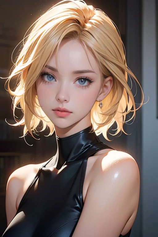 Jinah, a young Korean samurai woman in her twenties, possesses an imposing yet graceful presence. Her long hair, styled like that of a kunoichi, is platinum blonde. Her deep brown eyes, almost black, hold a wise and determined gleam. Her face is fine and well-defined, reminiscent of Korean K-pop idols. Her expression is serious but can soften in the presence of those she protects. Her skin is fair and pale. She has an athletic and well-proportioned physique, with a few pleasant feminine curves. She is dressed with a samurai light armor. Ambiance sombre by Yang J, Guweiz, (best quality, 4k, highres, masterpiece:1.2), ultra-detailed, (realistic, photorealistic:1.37), HDR, UHD, studio lighting, ultra-fine painting, sharp focus, physically-based rendering, extreme detail description, professional, vivid colors, bokeh, portraits, landscape, horror, anime, sci-fi, photography, concept artists, vibrant color tones, atmospheric lighting