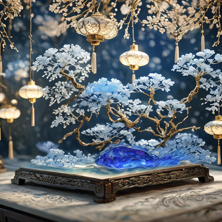 Best quality practical, photoPractical, Very detailed, Rich colors，Blue，粉Red，Red，Blue，Golden，money
((Miniature Landscape)),(Chinese Architecture)，sacred tree，Highly detailed carving on "South Iceland" porcelain,
Ultra wide angle,Accent Lighting,Volumetric Lighting,Backlight, (Detailed lighting),((Extremely delicate and beautiful)),dramatic_shadow,Rays_track,HDR