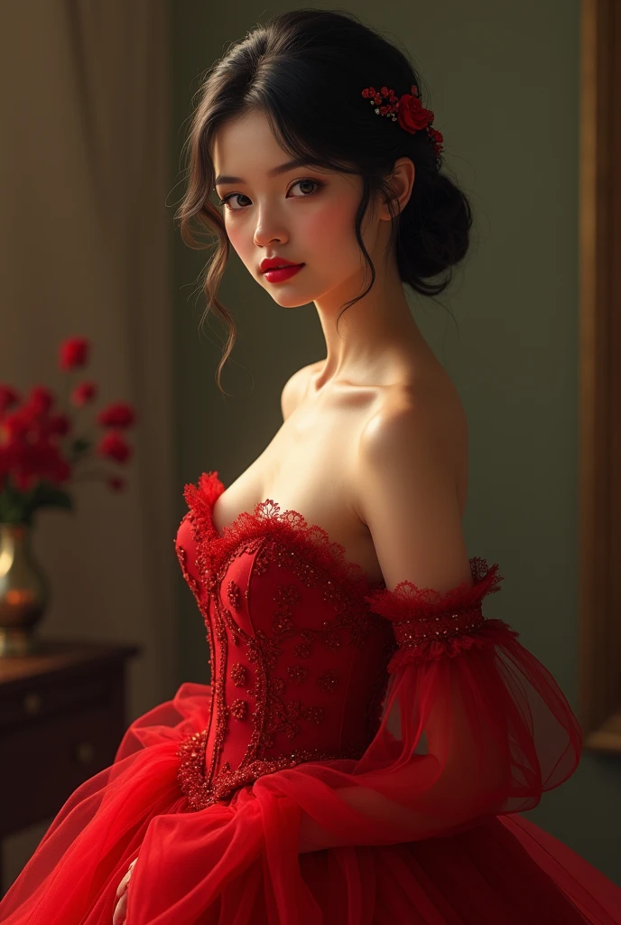 (photorealism:1.2), the French streamer kaatsup with a sexy dress




