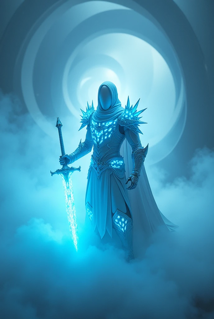 

                   ( Perfectly Correct Anatomy ) Glowing paladin wearing white armor mask holding blue glowing sword in thick smoke cinematic lighting creative spiral high dynamic background, Mysterious, unique, ultra-fine, high-quality content, very detailed、 Dynamic angles intricate details, masterpiece lifelike