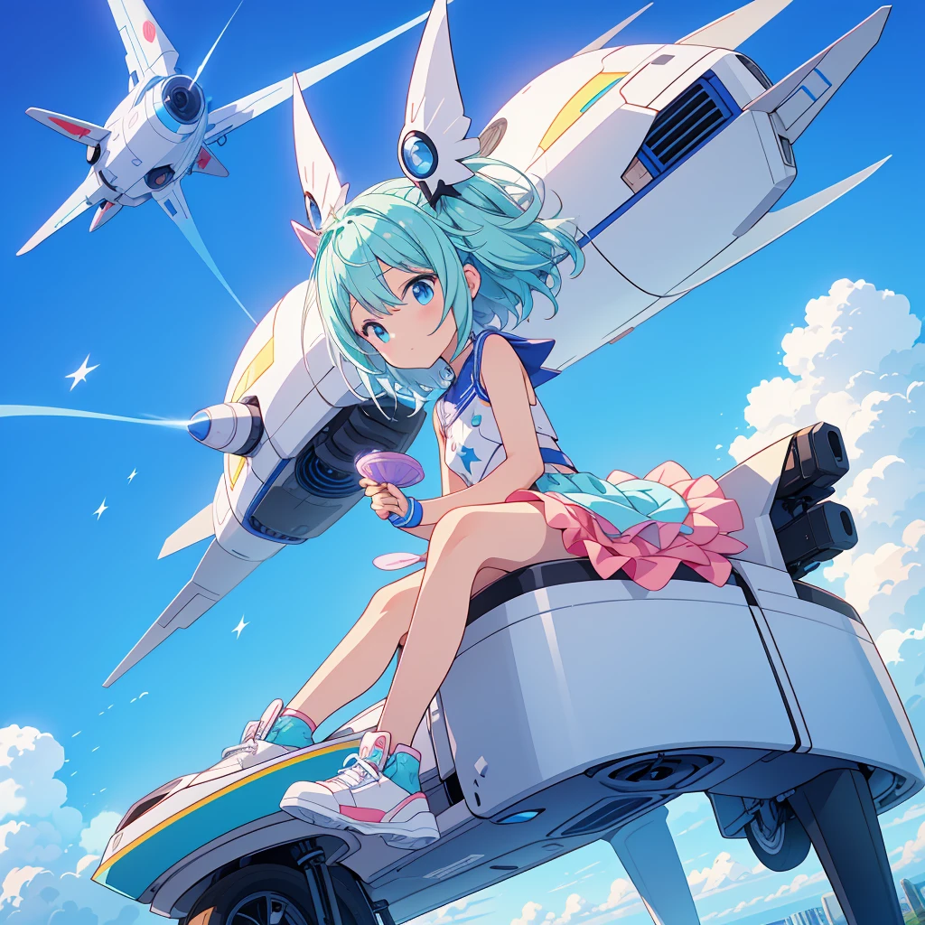 Tornado from One Punchman, topless, small boobs, riding a dick rocketship chasing Siatama!