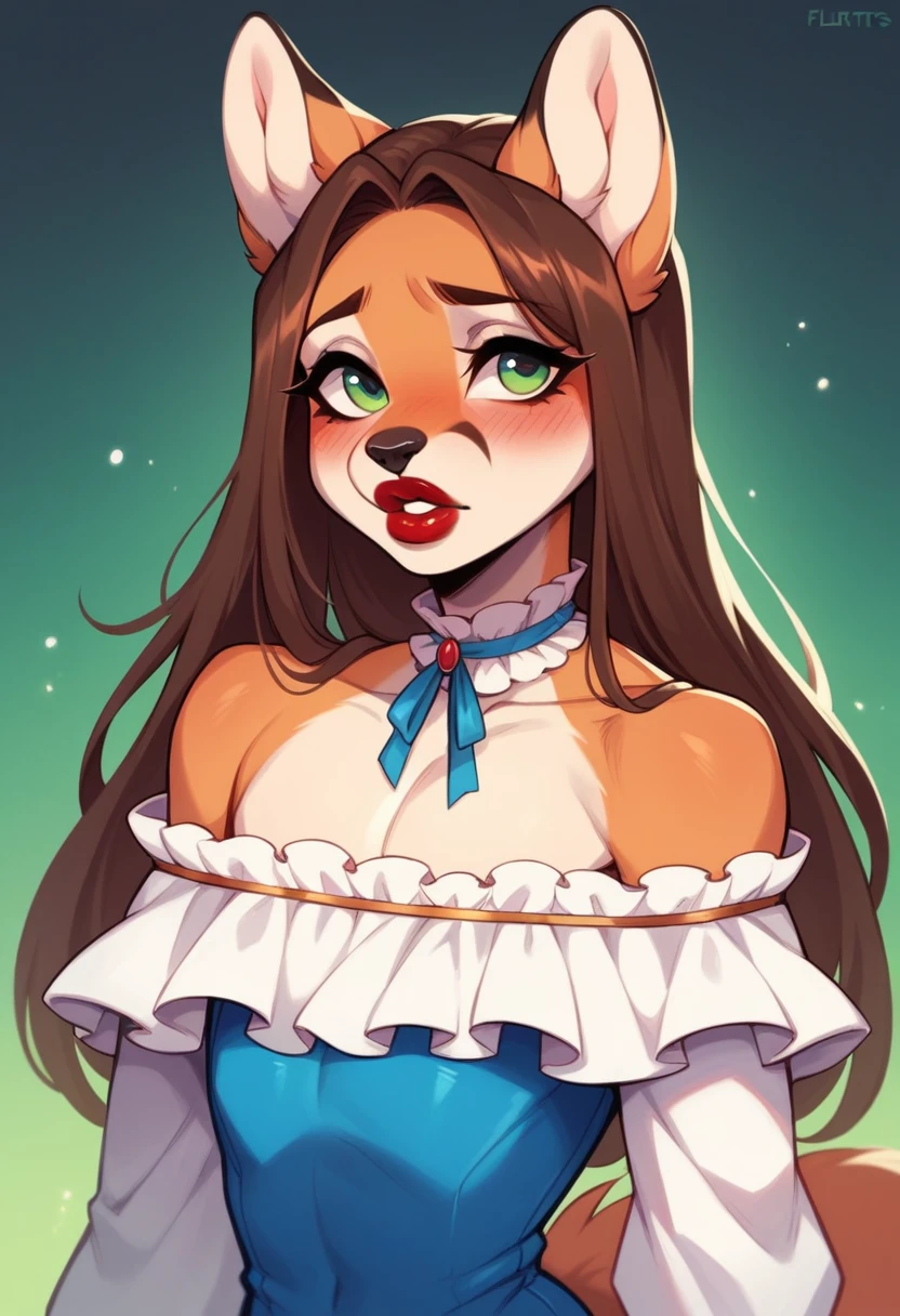 By personalami. solo. Cute slutty seductress furry lynx. Black long hair. Hair bow. slutty seductress smiling. slutty seductress slutty shameless Maid dress. Big breasts. shameless feets