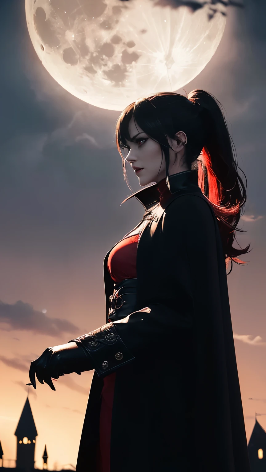 by Wlop,(Masterpiece),(Highest quality:1.4), (Highest Detailed:1.3), (8k very detailed CG unit wallpaper), (masutepiece), Full body shot, photo of the whole motorcycle, Cute young woman in Japan, Ride an old traditional shiny metallic silver motorcycle at the wharf, glamorous shape, shoulder length shiny smooth light brown hair, Wearing a leather black riding jacket, Glossy satin red bikini under riding jacket, Leather Black Riding Gloves, Leather Black Pants, Leather Black High Heel Long Boots, staring at night view over the sea, absolutely pretty face, Double eyelids, Natural makeup, long eyelashes, Glossy lips, 8K resolution, high details, detailed hairstyle, Detailed face, Black eyes, elegent, epicd, Cinematic lighting, Octane Rendering, Vibrant, Hyper realistic, Fair skin, Perfect limbs, Perfect Anatomy, (Rendered in ultra-high definition, (UHD) resolution 8K:1.4), perfect beautiful body

