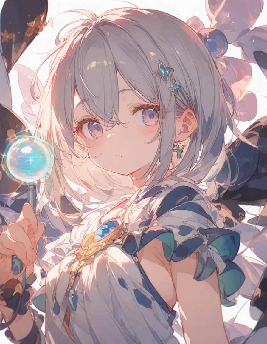 (masterpiece), (Highest quality), (Very detailed),(Messy Hair),(shape), (1 girl), (Kindergarteners)Fine and beautiful eyes,Delicate and beautiful face,floating,(High saturation),(Pearl Accessories),Pearl Ball Bubble,(The Shining),Focus on the face, Sit on a pearl ball, (((Panty shot)))