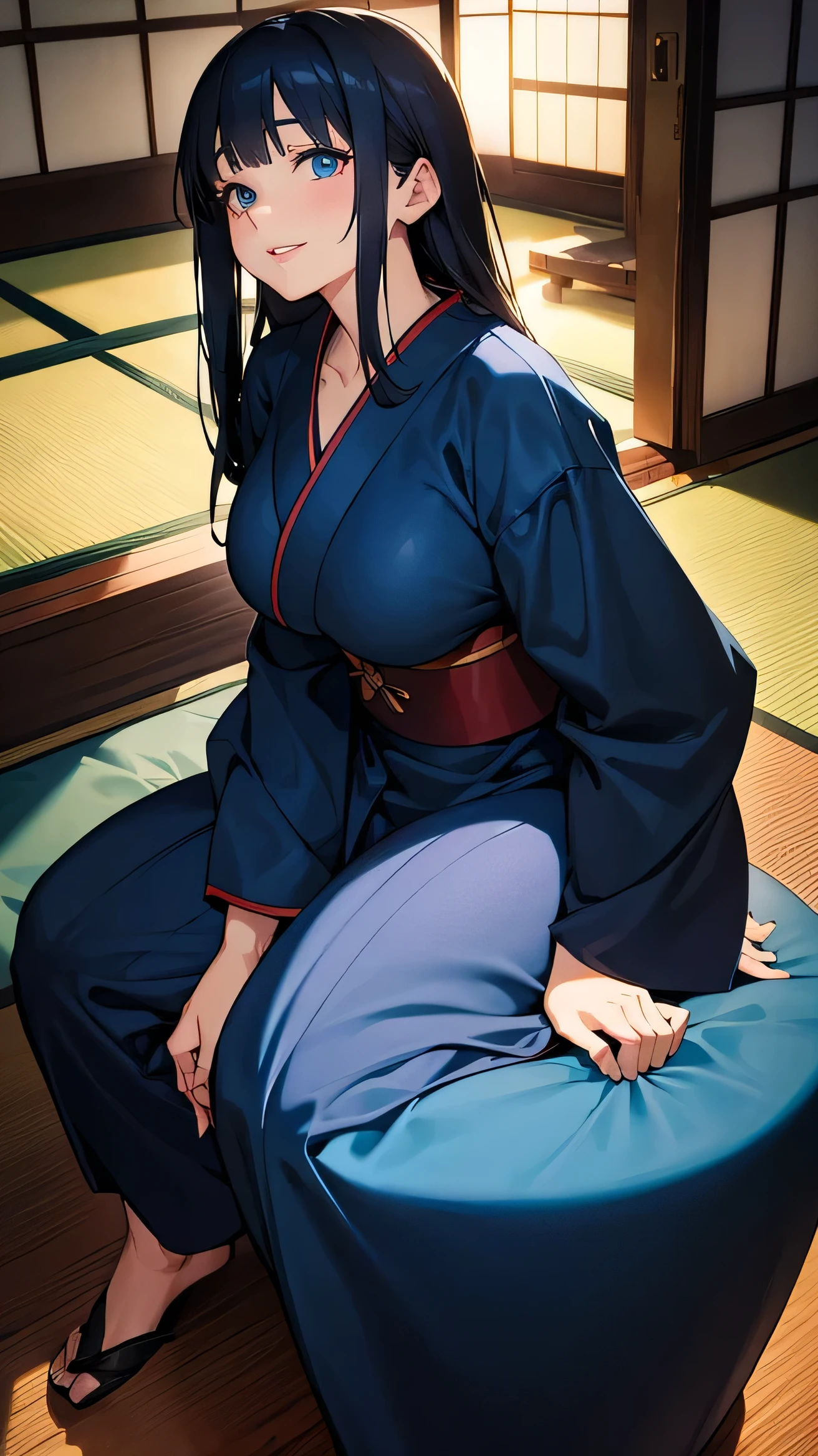 Anime girl sitting on a chair in a room with a window - SeaArt AI