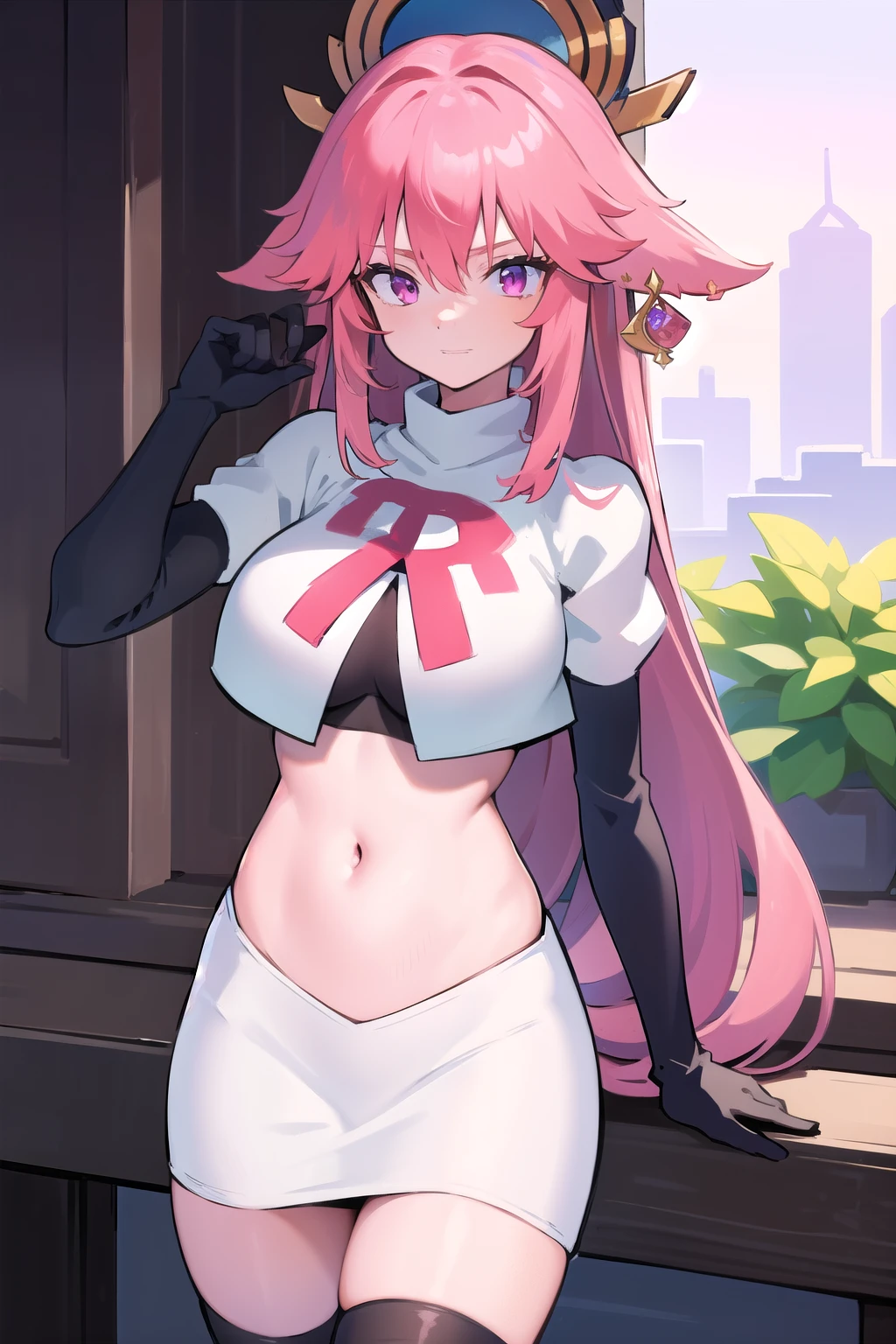 
pokémo、big tits milf、big tits milf、big tits milf、Musashi、Red hair、arrogant and very selfish、Jessie Pokemon、solo、Team Rocket、gloves、all back、long hair、gem、skirt、belly button、thigh high socks、earrings、肘gloves、Team Rocketの制服、crop top、blue eyes、abdomen、white background、belt、黒いgloves、very long hair、simple background、smile、black stockings、purple hair、look at viewer、chest、白いskirt、ミニskirt