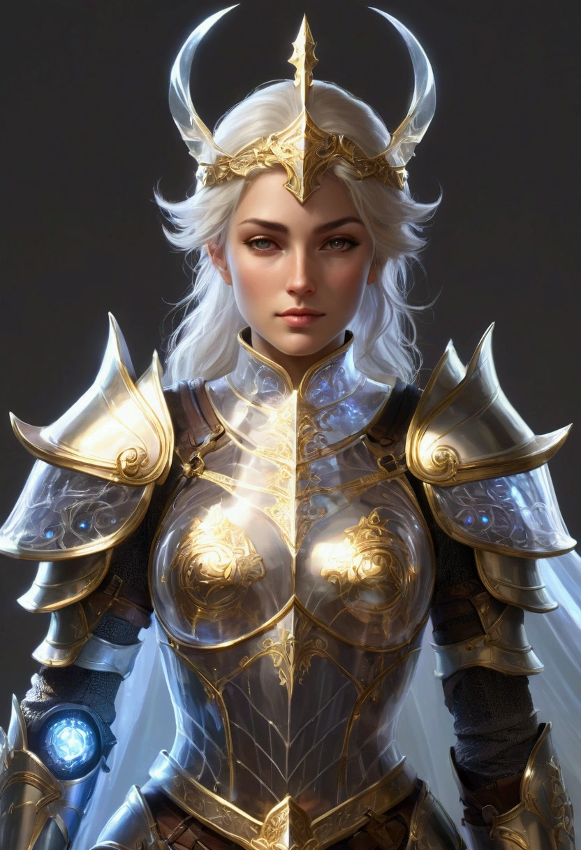 female Paladin in transparent armor