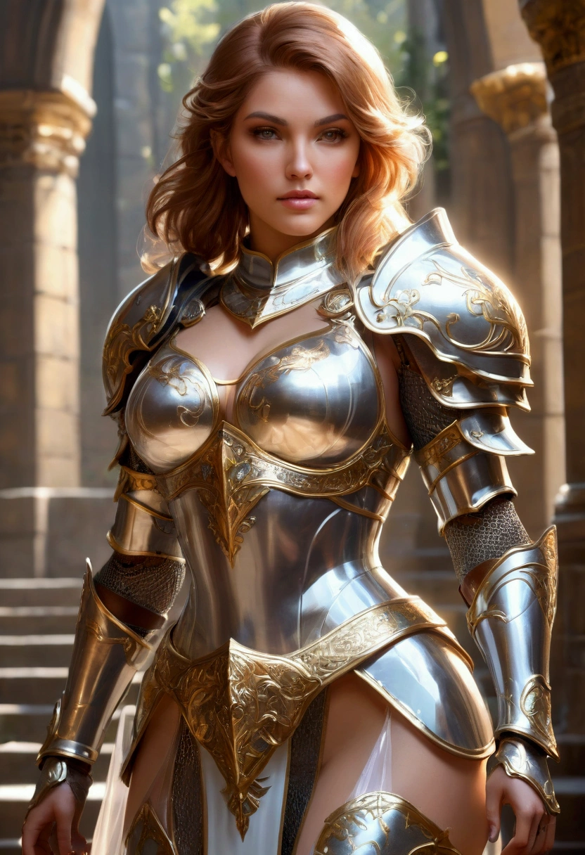 female Paladin in transparent armor