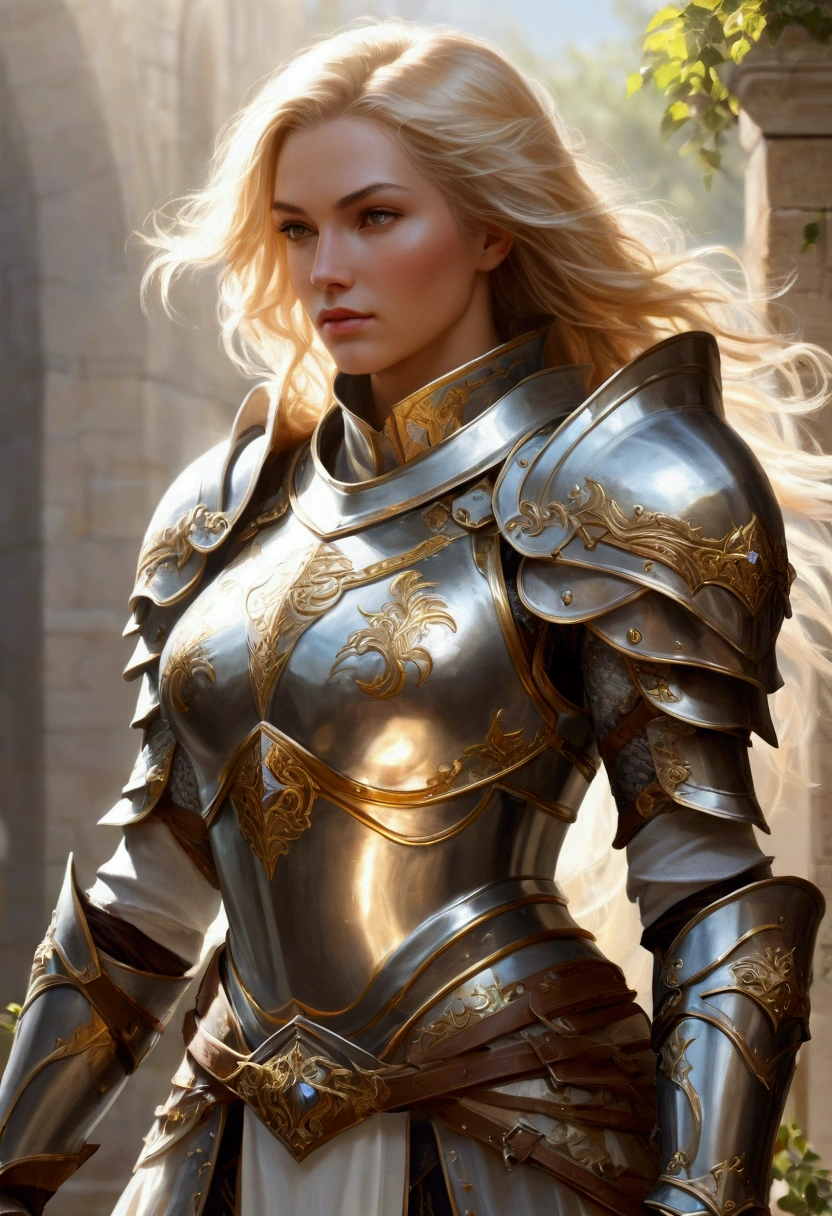 female Paladin in transparent armor