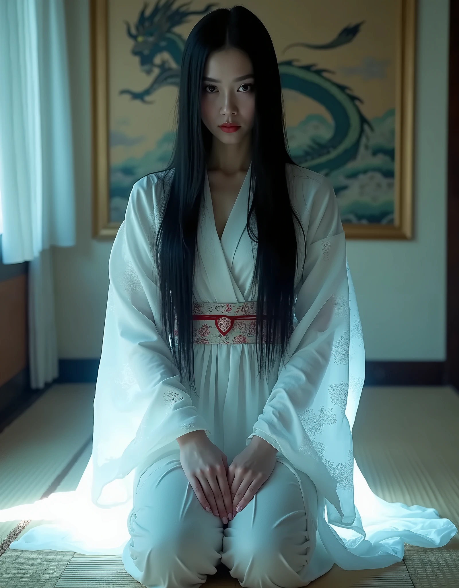 Chinese, very cute beautiful woman, killer stuck a knife in his throat of a boy blindfold bloody in n eck sadism, luxury house