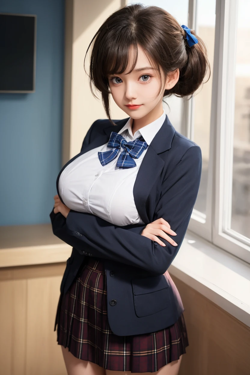 An unrivaled masterpiece, Very realistic 8k cg, perfect work of art, The perfect woman&#39;s figure,Stunning shadow,Ray tracing)，(big breasted teacher:1.2)，(shirt:1.2)，(Mini skirt missing stockings:1.2)，(short hair with details:1.2)，in the office，seen from the side，Leaning on the table，(Being touched by an old man in a suit:1.5)，(Beautiful legs:1.2)，เส้นBeautiful legs，big tits，Fat hips，desire to ，blushing，cry，confused eyes