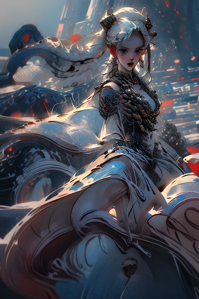 a skinny warrior princess with tattoo the long snake-like writhing body of the black swan dragon and sword, pony tail, cleavage, highest quality, masterpiece, ultra-detailed, artistic lighting, (stunning visual effects, fantasy, ArtStation, vfx, very beautiful graphics, CG), concept art <lora:Dragon and girl_20240205103724-000018:1> Dragon and girl
BREAK
outdoors, sunlight, light particles, raytracing <lora:add_detail:1>
