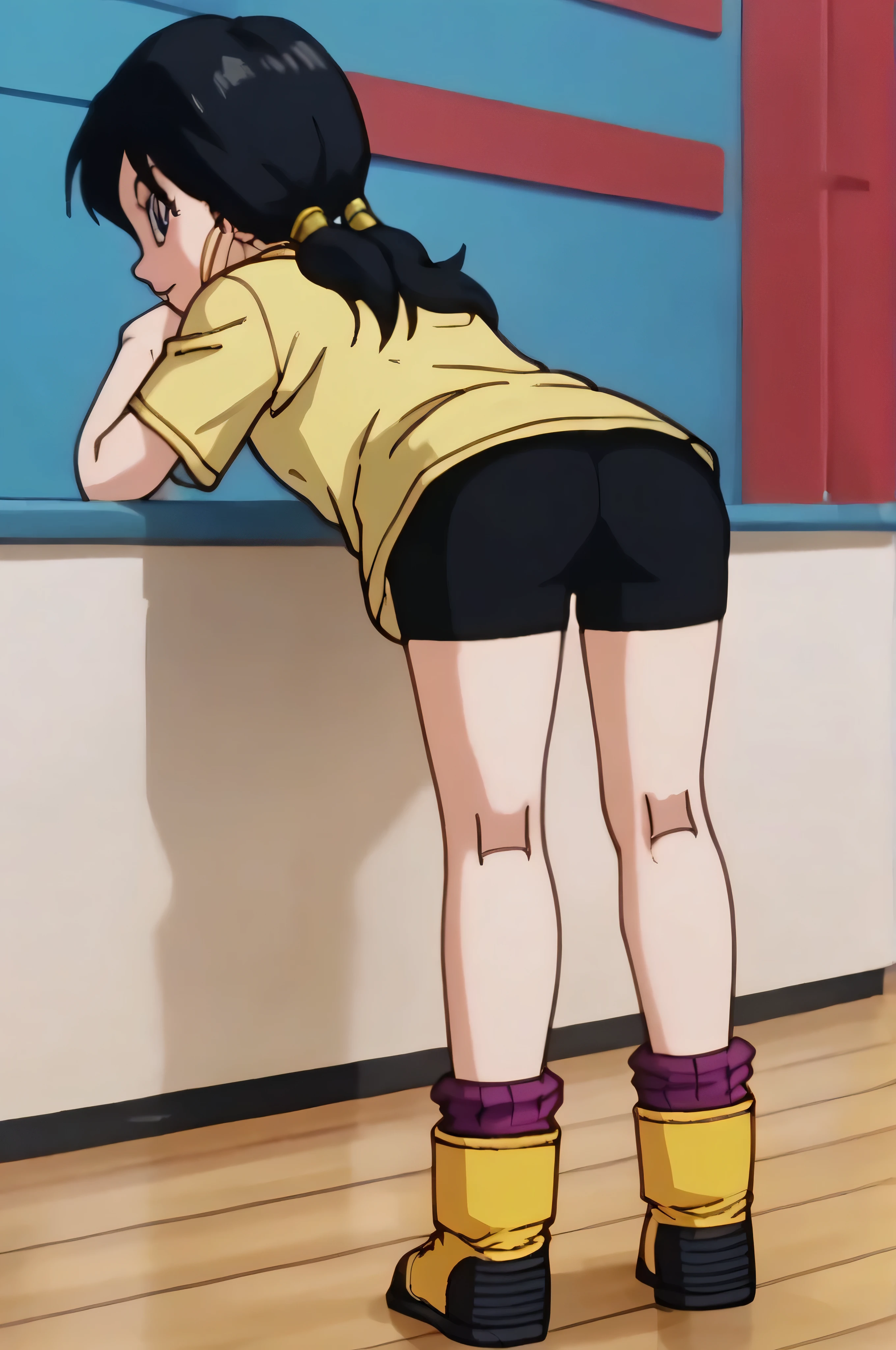Ranma saotome, Red hair, redhead, barefoot bunny, sit tied to a chair, tied ankles together with ropes,full body.