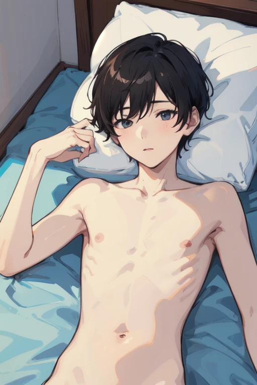 ((Best quality)), ((masterpiece)), (detailed), Cute skinny boy  without a shirt.  Beautiful belly 