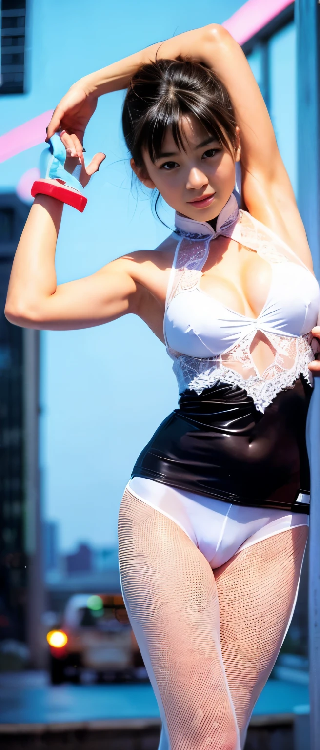 masterpiece,bestquality,detailed,absurdres,1 pretty japanese girl,solo,(boyish),14 years old,large slant roundish armond eyes,slender,thick eyebrow,(small round nose:1.4),(large breasts:1.3),gals,baby face,
(white onepiece:1.3),(from below,thigh focus:1.4),laugh,summer beach,
super detail,high details,high quality,ultra high resolution,(realistic:1.4),RAW photo,cinematic lighting,soft light,8K,(realistic textured skin),(natural color lips),(delicate bangs),beautiful hairstyle,(a beauty girl,delicate girl:1.3),very fine eye definition,Film grain,Digital SLR,(eye and facial details:1.0),((idol face,extremely cute face like a most popular Japanese idol)),japanese young gravure idol,pretty face,